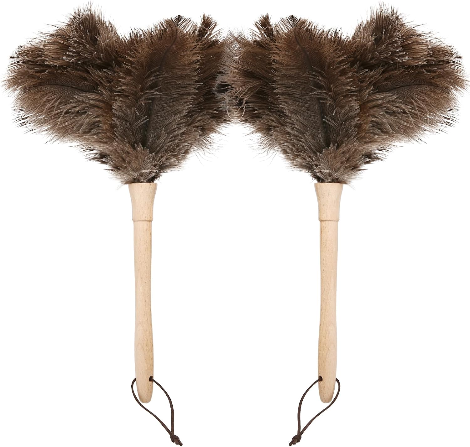 Ostrich Duster Fluffy Natural Feather Dusters with Wooden Handle Cleaning Supplies for Home Office CarDaieeparty 2, 16inch