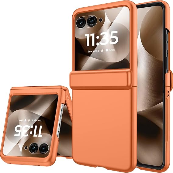 Miimall Shockproof for Moto Razr Ultra 2025 Case with Screen Protector Slim Thin Matte Hard Full Body Rugged Full Body Bumper Protective Phone Cover for Motorola Razr Ultra 2025 Phone Case Orange