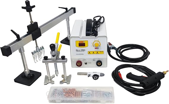 TECHTONGDA Stud Weld Dent Puller Kit for Aluminum Auto Car Body Dent Repair Removal Sheet Metal Pulling Rack Heat Gun Quick Pulling Tool 220V