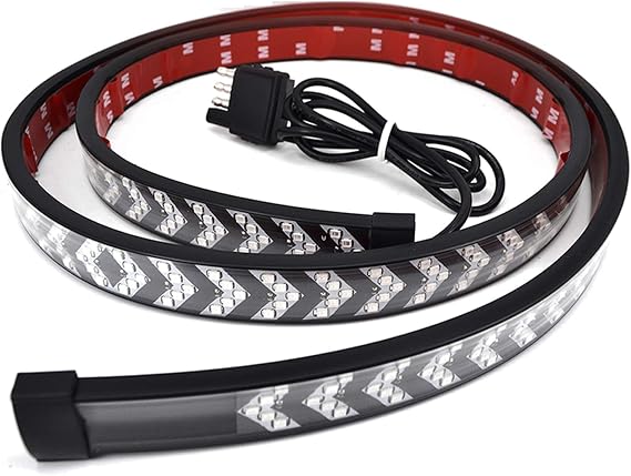 49" LED Tailgate Light Strip- Red & White Five Row LED Truck Tailgate Light Bar- Solid Red Turn Signal, Red Brake Running, White Reverse Tail Light Strip for Truck Pickup Trailer SUV RV Van Car