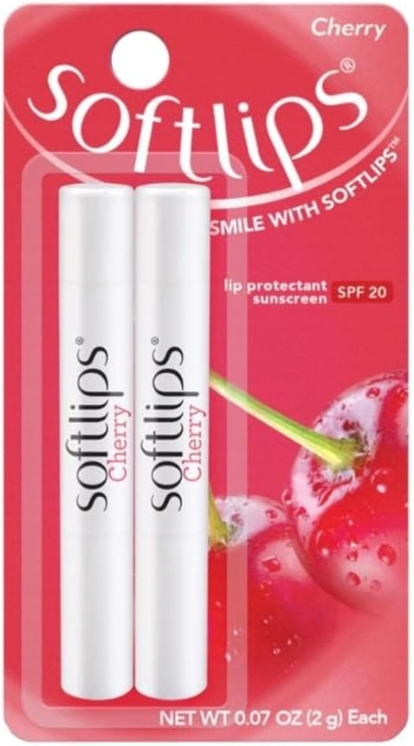 Softlips Cherry Lip Balm 2-Pack with SPF 20 - Nourishing Protection for Smooth, Cherry-Kissed Lips