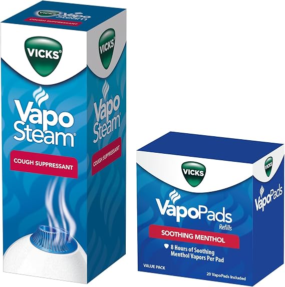 Vicks VapoPads Original Menthol Scent Refill Pads Humidifiers and Sinus Inhaler, 20-Pack VapoSteam Medicated Liquid Camphor Cough Suppressant, Compatible Humidifiers, 8 Oz