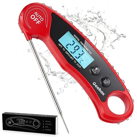 Meat Thermometer Digital, 1 Sec Instant Read, 0.5F, Waterproof | IPX5 Waterproof, Large Backlit Display, Magnetic Back, 4.1-Inch Probe, for Grilling, BBQ, Smoker and Cooking