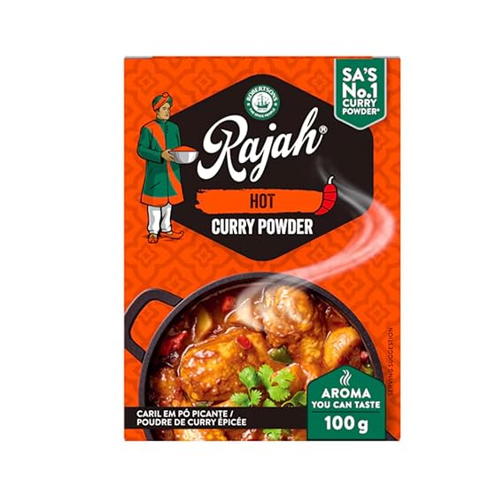 Robertsons Rajah Hot Curry Powder 100g | Authentic South African Curry Spice Blend | Bold & Spicy Flavor | For Curries, Stews & Marinades | 1 Pack