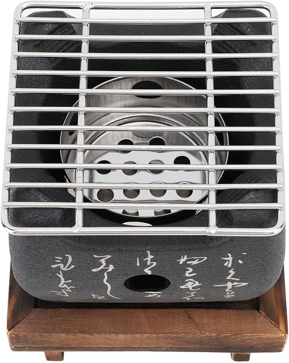Japanese BBQ Grill Portable Hibachi Charcoal Stove Indoor Outdoor Barbecue Tool for Camping Picnic Household Use 16.5x14.5cm