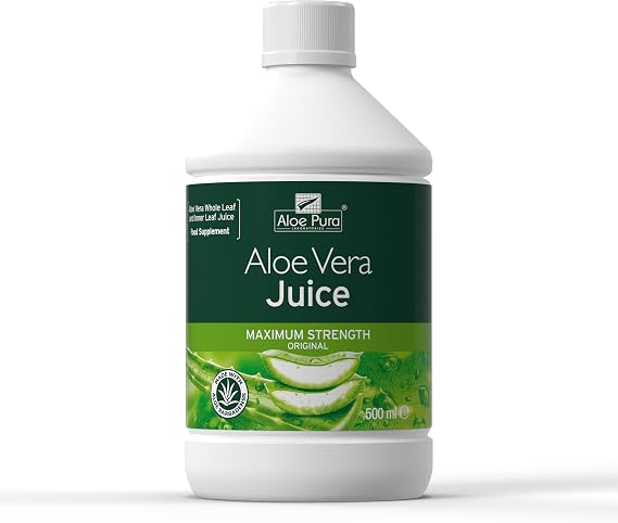Aloe Pura Aloe Vera Maximum Strength Juice, Natural, Vegan, Cruelty Free, Food Supplement, 500ml