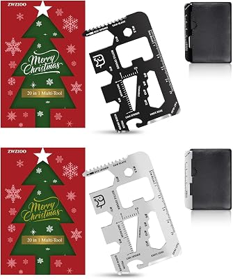 Stocking Stuffers for Adults Men Women, Gifts for Men, 2 Pack 20 in 1 Wallet Credit Card Multitool, White Elephant Christmas Gifts, Mens Stocking Stuffers for Him, Boys, Husband, Dad