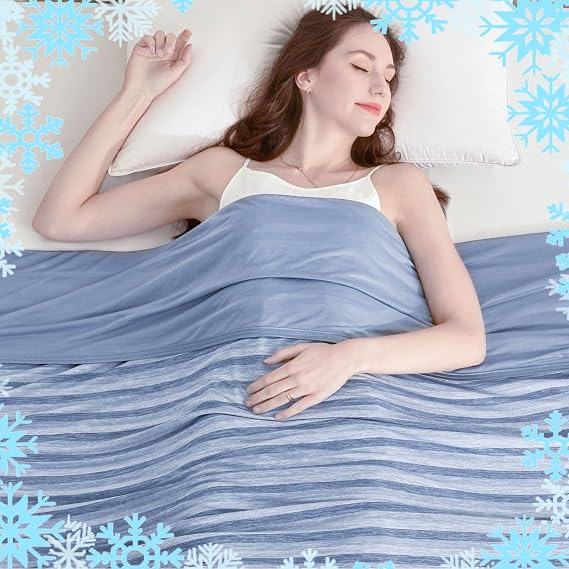 Ailemei Direct Cooling Throw Blanket for Hot Sleepers,Double Sided Cold Effect, Lightweight Breathable Summer Bed Blanket for Couch,Transfer Heat to Keep Body Cool Night Sweats,50"x70"