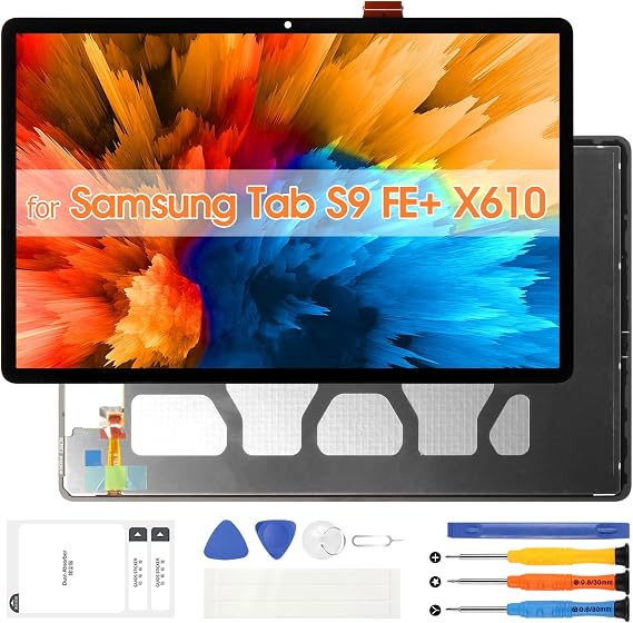 for Samsung Galaxy Tablet S9 FE+ Screen Replacement for Samsung Tab S9 FE Plus SM-X610 X616 LCD Display Digitizer Touch Screen Assembly with Repair Tools(Black,12.4 inch)
