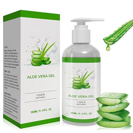 Aloe Vera Gel 100% Pure - 280 ml Aloe Vera Gel Organic for Face Natural Soothing and Nourishing Moisturising Cream After Sun for Face Hair and Body