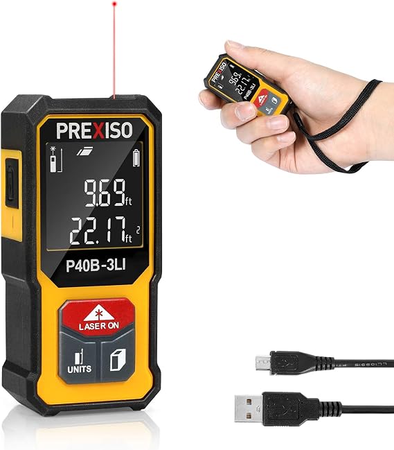 PREXISO Mini Laser Measurement Tool-135Ft Rechargeable Laser Distance Meter