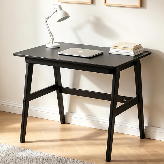 Nnewvante 31.5" Small Computer Desk with Drawer, Black
