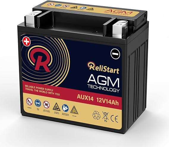 AUX14 Auxiliary Battery, 12V 14Ah AGM Battery, 200 CCA Rechargeable AGM Car Battery, BCI Group Size 400 Maintenance Free Battery