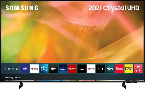 Samsung AU8000 60 Inch Smart TV (2021) - Crystal 4K AirSlim Smart TV with HDR10+, Built in Alexa, Dynamic Crystal Colour, Adaptive Sound, Motion Xcelerator, Samsung Q-Symphony Audio – UE60AU8000KXXU [Energy Class G]