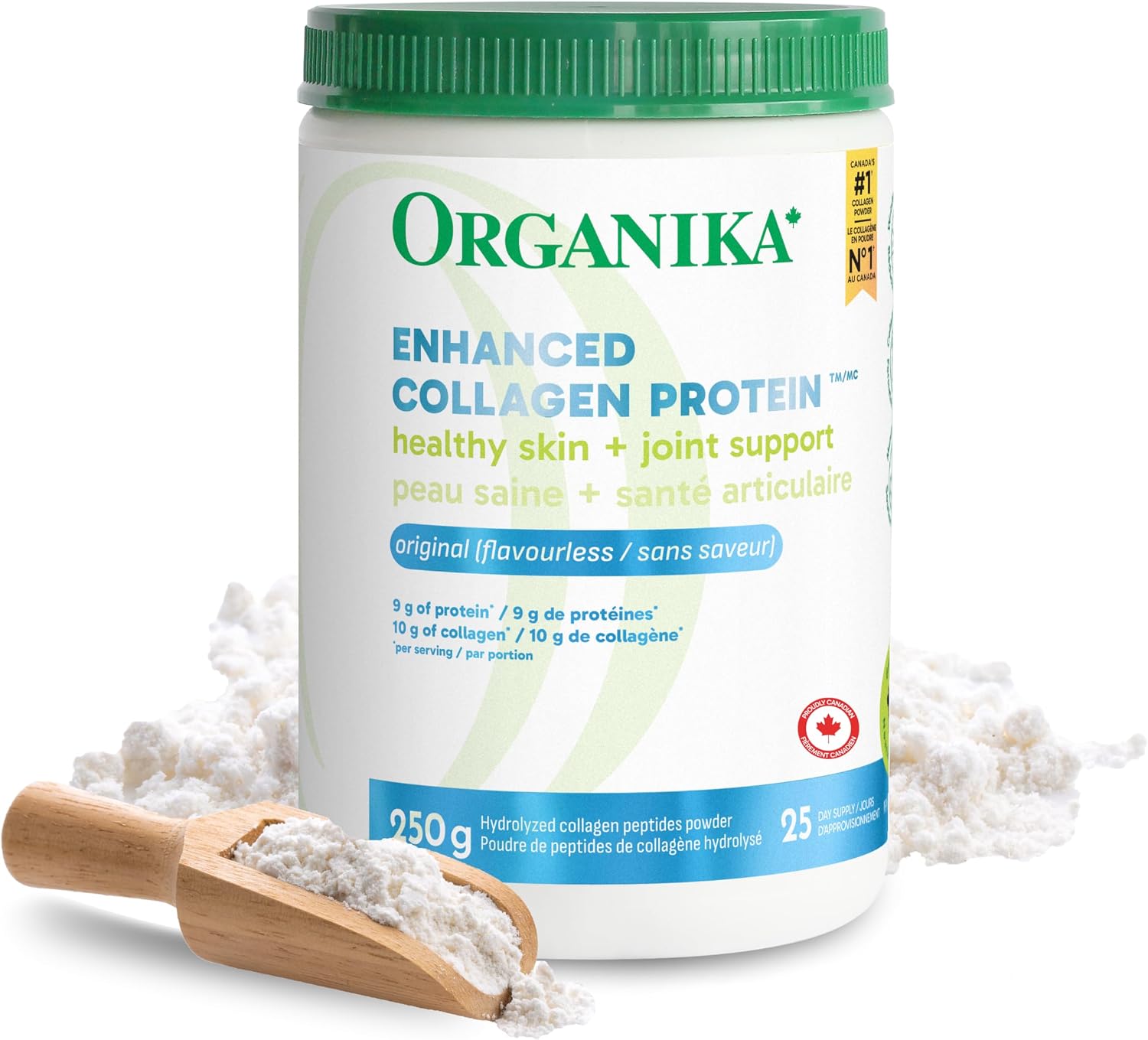 Organika Enhanced Collagen Peptides Protein Powder For Healthy Hair, Skin, Nails, Joints - Hydrolyzed For Better Absorption - Non-GMO - Unflavoured 250g