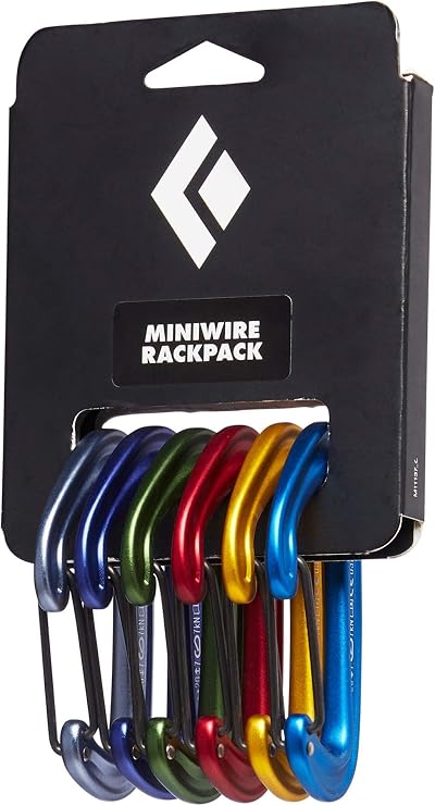 Black Diamond MiniWire Rackpack, Ultralight Wiregate Carabiners, 6 Pack