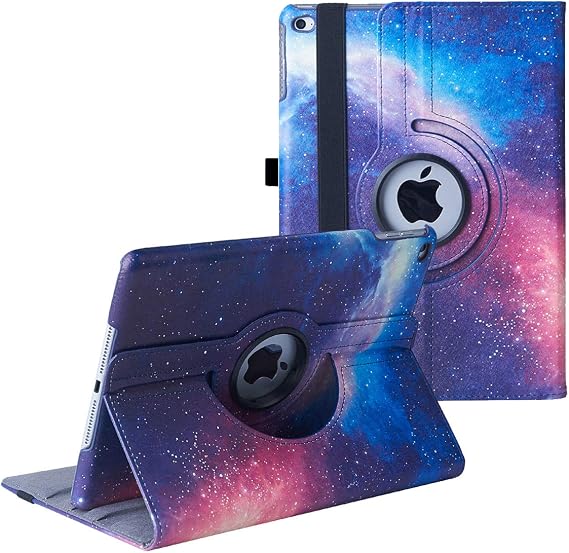 New Case for iPad 9.7 inch 2018 2017/ iPad Air 2 Case - 360 Degree Rotating Stand Protective Cover Smart Case with Auto Sleep/Wake for Apple iPad 5th/6th Generation (Galaxy)