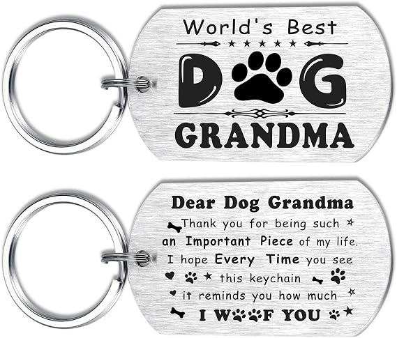 Alotozo Gifts from Dog for Grandma - Worlds Best Dog Grandma Keychain - Funny Pet Lover Gift for Grandmother - Valentine's Day, Birthday Present from Dogs to Grandmas