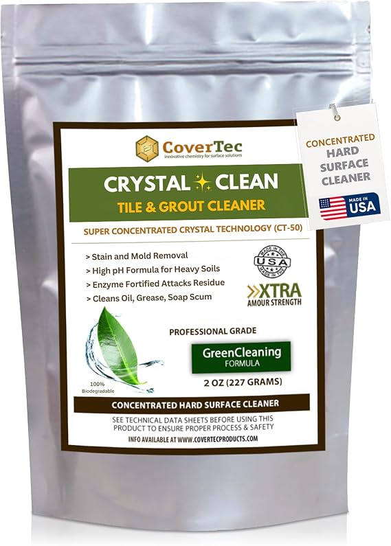CoverTec CrystalClean CT-50 Neutral pH Cleaner and Degreaser, Concentrated Multi-Surface Formula, 2 oz pouch