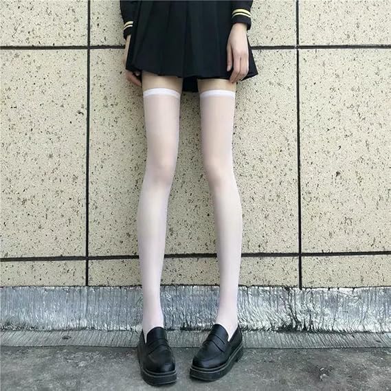 Ultra Thin Nylon Long Socks Stockings Transparent Japanese Style Thigh High Stockings Women Girls Lolita Knee High Socks
