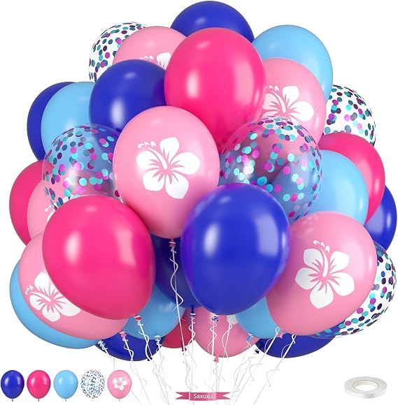 Pink Blue Tropical Balloons, 12 Inch Pool Gender Reveal Party Decorations