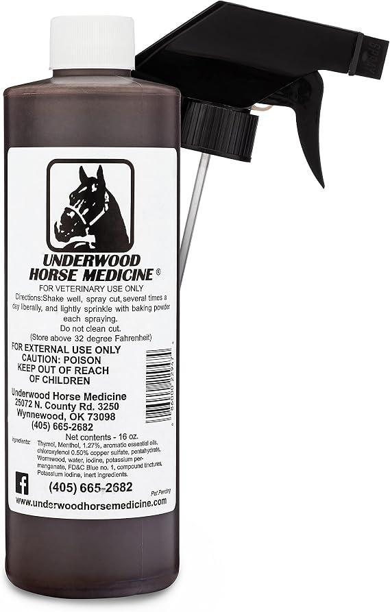 Horse Wound Spray Refill Bottle with Trigger, 16 oz, No-Sting Wound Care