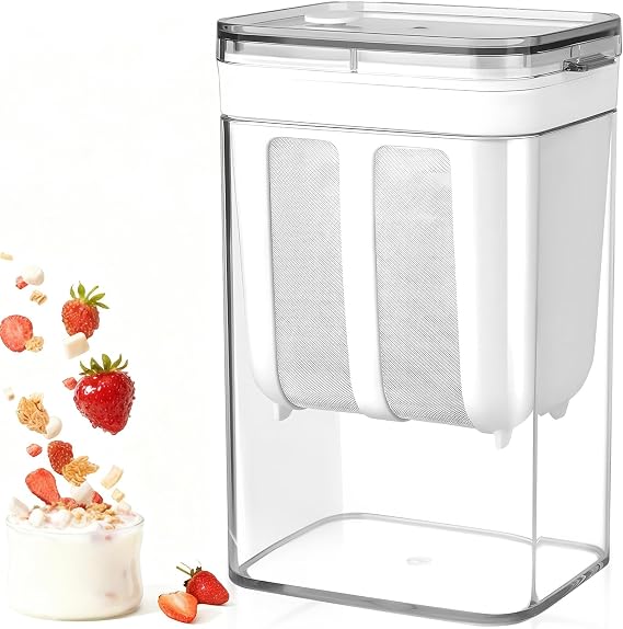 Yogurt Maker with Lid & Stainless Steel Filter, 1100ml Reusable Fine Mesh Strainer Food Filters, Washable Multi Greek Yogurt Whey Separation Cheese Makers Kitchen Tools for Soybean Milk, Fruit Juice