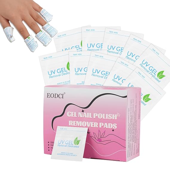 Nail Polish Remover Pads - 200PCS Fast Remove Nail Polish Remover Wipes with Nutrition Oil Individually Wrapped Nail Gel Polish Remover Wet Wipes for Removing Nail Polish