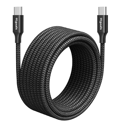 etguuds Long USB-C to USB-C Cable 15ft - PD 60W Fast Charge, Durable Double Braided Nylon, 1-Pack Type C to C Charging Cord 2.0 - Black