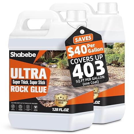 Rock Glue for Landscaping, Upgraded Ultra Mulch Hold 2 GallonGravel & Pebble Stabilizer, Bicycle-Friendly Grade Strength for High-Traffic Walkways, All-Weather Resistant Binder for Gardens