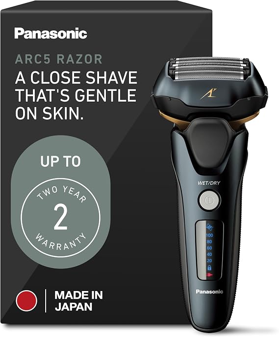 Panasonic Arc5 Electric Razor for Men with Pop-Up Trimmer, Wet/Dry 5-Blade Shaver, Mens Electric Razors for Shaving Face with Intelligent Shave Sensor and 16D Pivoting Head, ES-LV67-K (Black)