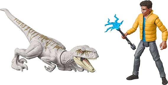 Mattel Jurassic World: Chaos Theory Set with 2 Action Figures, Encounter Pack with 3.75-inch Scale Darius & Atrociraptor Ghost Plus 2 Accessories