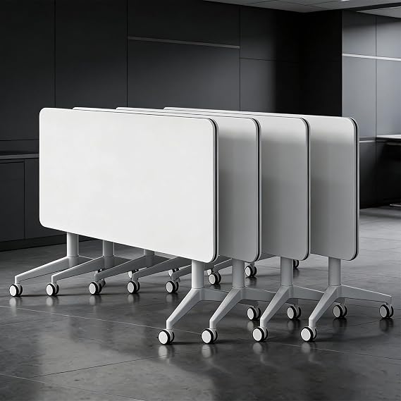 Folding Conference Table,Conference Room Table Flip Top Conference Table,Modern Conference Room Table with Silent Wheels(2pack140*60 * 75)