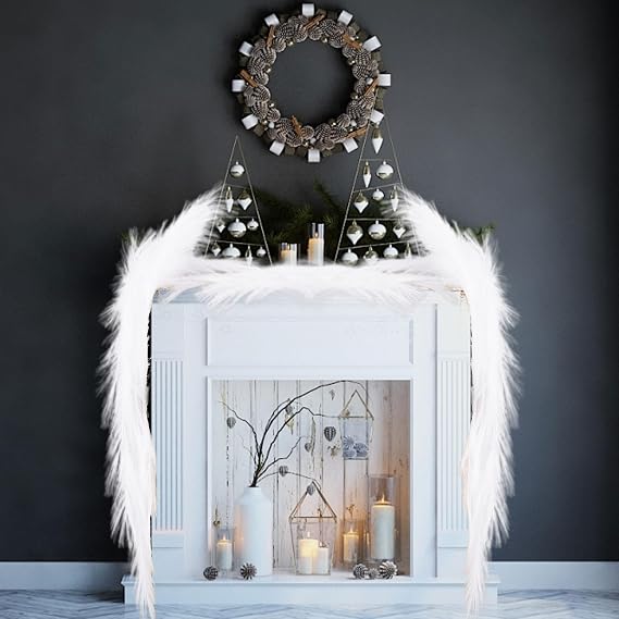 White Christmas Pampas Grass Garland, 1 Pcs 6.5 Ft Pampas Grass Christmas Tree Garland Hanging Decorations for Xmas Party Indoor Outdoor