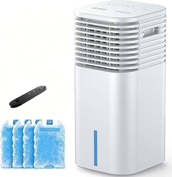 3-IN-1 Portable AC Unit with Remote, 24" Windowless Portable Air Conditioner, 15H Timer & 120Oscillation, 2-Gal Tank, 3 Modes & 3 Speeds, Ultra-Quiet Ventless Swamp Cooler for Home Office, Pearl