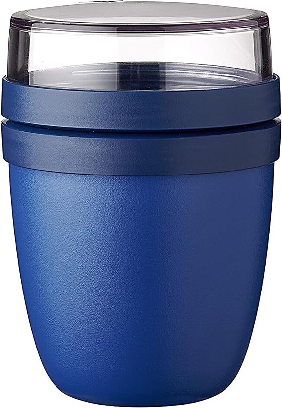 Mepal Overnight Oat jar - Mini - Practical Yoghurt Cup & Muesli Cup - Separate Compartments for Yoghurt & Muesli - Suitable for Freezer, Microwave & Dishwasher - 300 ml + 120 ml - Vivid Blue