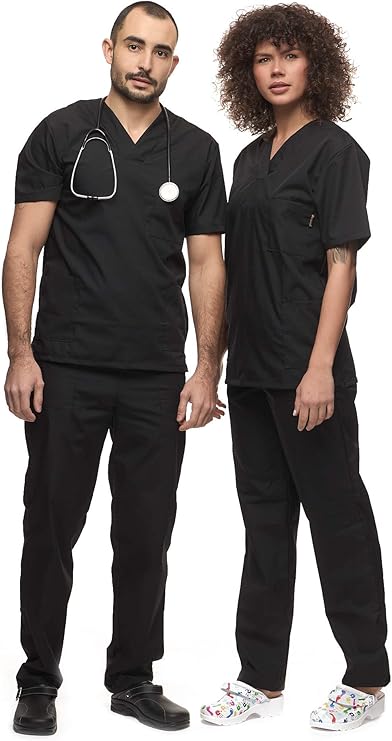 Unisex Medical Uniform Set with Tunic and Trousers, Medical Scrub Set, Care Work Wear