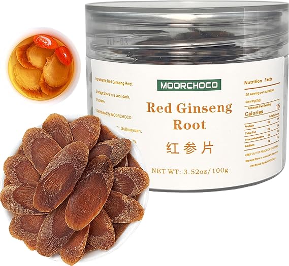 Red Ginseng Slices -HongShen-Pure Natural Chinese Herbal Medicine-3.52 oz/100g- (Red Ginseng Roots)