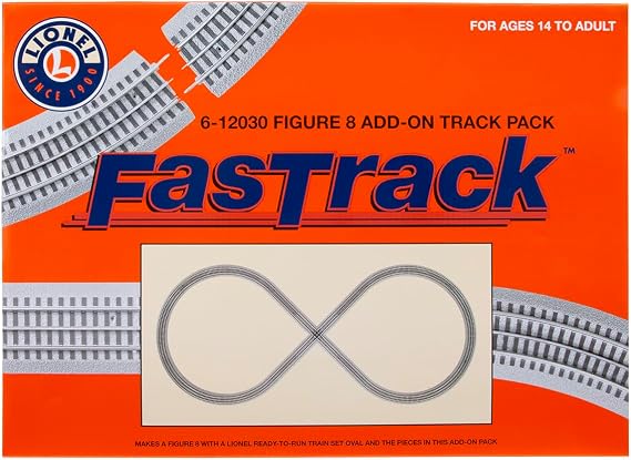 Lionel FasTrack Figure 8 Add-On Track Pack Nine Piece O Gauge Model Train Track Expansion Pack for FasTrack Layouts, Age 14+
