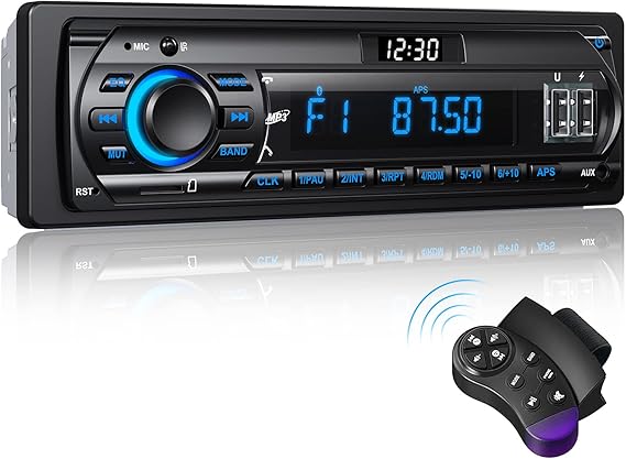 RDS Car Radio Bluetooth, Wistrue FM/AM Single DIN Car Stereo Bluetooth Radio with LCD Clock,7 Colors Lighting,Supports 2 USB/AUX/SD,MP3 Player,EQ Sound Modes