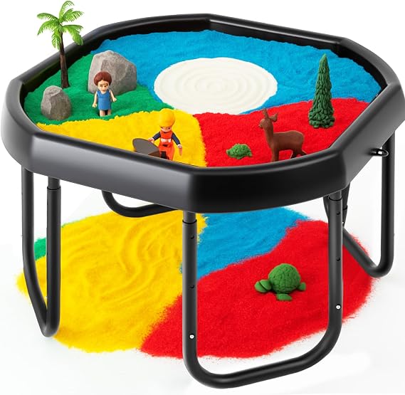 Gemscream 40'' Large Play Sensory Tray with Adjustable Stand, Black, Medium