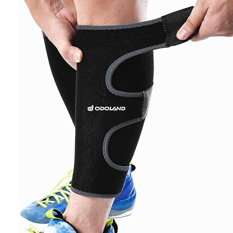 Odoland Calf Compression Sleeve for Shin Splints & Recovery (Black)
