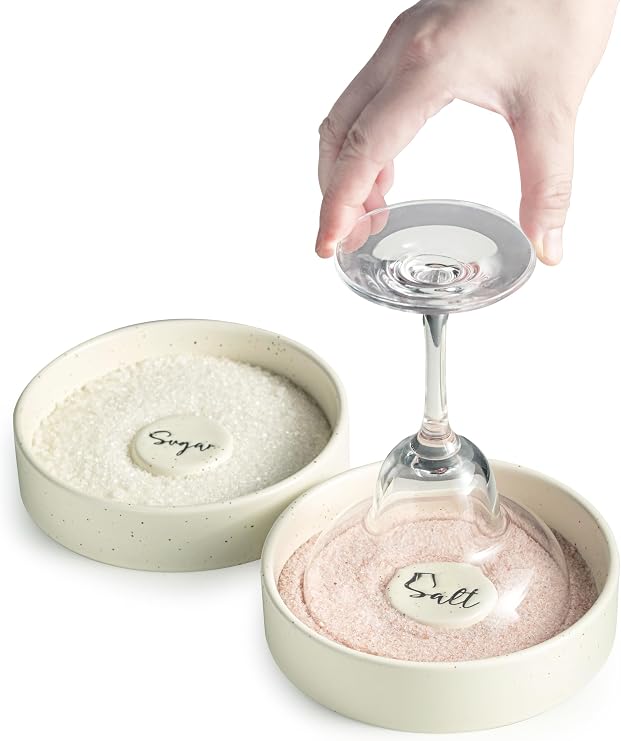 Zoeeker Margarita Salt Rimmer, Bartender Accessories Set of 2 for Margarita and Cocktail Ceramic Sugar Salt Rimmer Plate for Home Bar Bloody Mary, Yellow