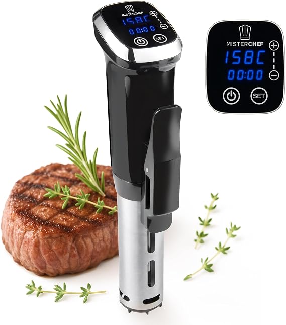 MisterChef Sous Vide Cooker, Powerful 1000W Immersion Circulator for Precise & Consistent Cooking, Fast Heating, Quiet Operation, Accurate Temperature & Timer Control, LCD Display