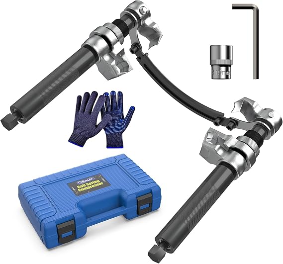 CARVALAX Coil Spring Compressor for MacPherson Strut, with Safety Bracket | 2670LB Heavy Duty Automotive Spring Compressor Set with Extendable Safety Bracket for Car Truck ATV UTV