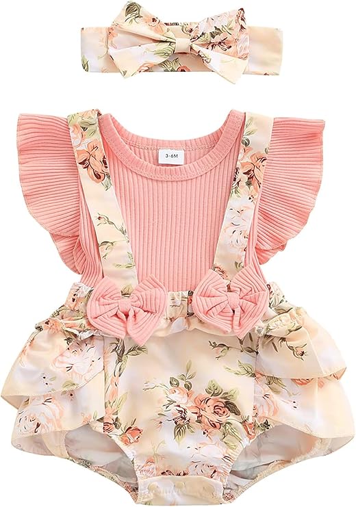 Baby Girl Floral Romper Dress Newborn 0 3 6 12 18 Months Clothes Outfit