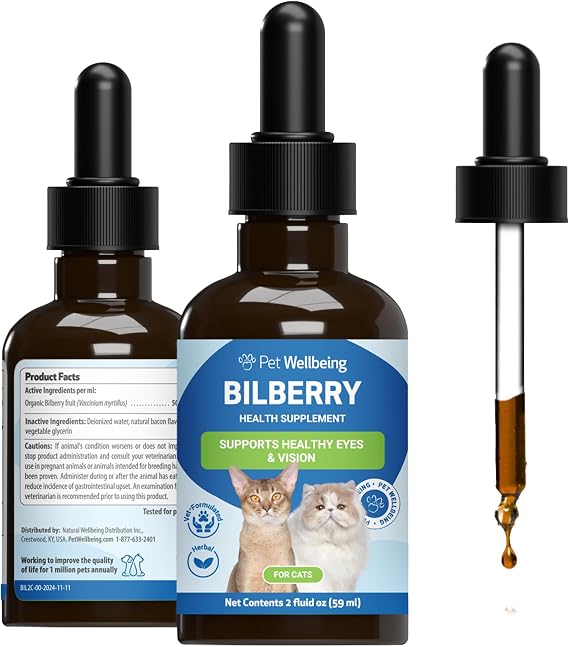 Pet Wellbeing Organic Bilberry for Cats - Eye Health & Vision Support, 2 oz