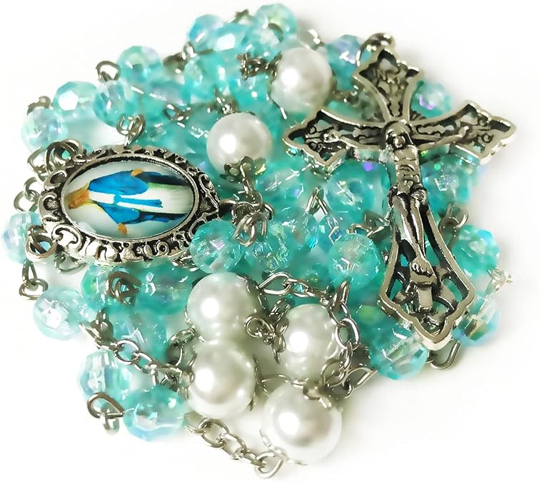 Our Lady of Grace Luminous Rosary Beads Catholic for Women - Catholic Gifts - Rosary Necklace for Women