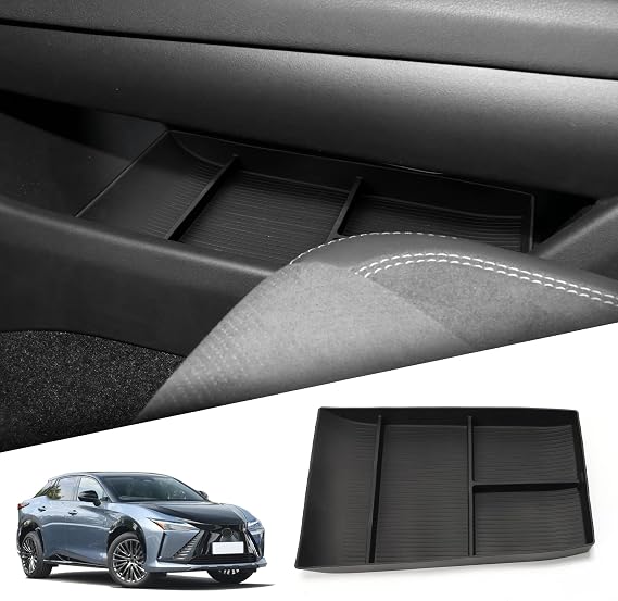 smabee Center Console Lower Tray for Lexus RZ 300e 350e 450e 550e 2023+ | 2024 2025 2026 RZ Accessories,Center Console Storage Box,Center Console Tray,Organizer Box,Resilient,Silicone,Black