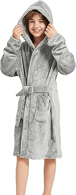 Boys Hooded Bathrobes Girls Soft Plush Fleece Robe Toddler Fuzzy Pajamas Kids Warm Sleepwear